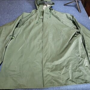 C.E. Schmidt Workwear Olive Green Hooded Rain Jacket PVC Waterproof XL Outdoor